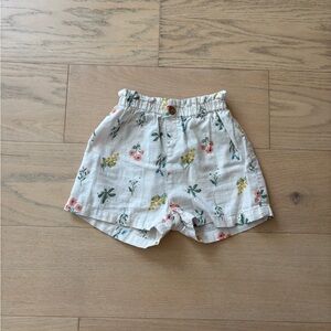 H&M cream floral shorts, size 2T